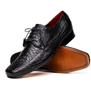 Marco Di Milano Leonardo Men's Shoes Black Genuine Caiman Crocodile Derby (MDM1147)-AmbrogioShoes