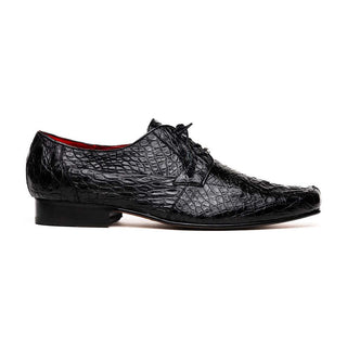 Marco Di Milano Leonardo Men's Shoes Black Genuine Caiman Crocodile Derby (MDM1147)-AmbrogioShoes