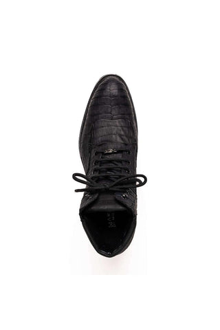 Marco Di Milano Leoni Black Genuine Caiman Crocodile Rugged Boots (MDM1089)-AmbrogioShoes