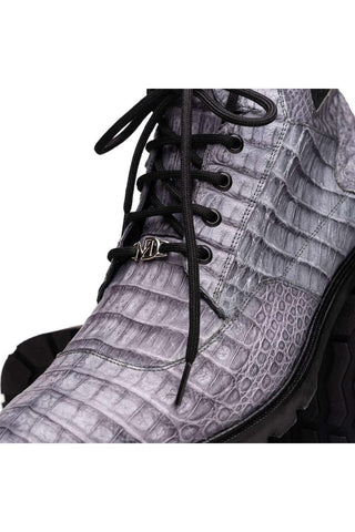 Marco Di Milano Leoni Gray Genuine Caiman Crocodile Rugged Boots (MDM1089)-AmbrogioShoes
