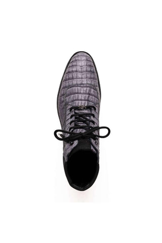 Marco Di Milano Leoni Gray Genuine Caiman Crocodile Rugged Boots (MDM1089)-AmbrogioShoes