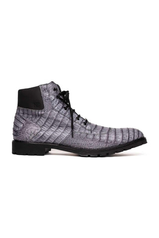 Marco Di Milano Leoni Gray Genuine Caiman Crocodile Rugged Boots (MDM1089)-AmbrogioShoes