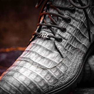 Marco Di Milano Leoni Men's Shoes Gray Genuine Caiman Crocodile Rugged Boots (MDM1089)-AmbrogioShoes