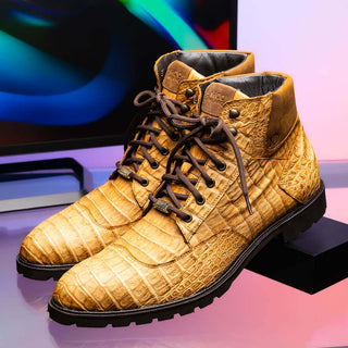 Marco Di Milano Leoni Men's Shoes Orix Genuine Caiman Crocodile Rugged Boots (MDM1089)-AmbrogioShoes