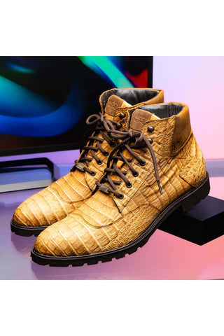 Marco Di Milano Leoni Orix Genuine Caiman Crocodile Rugged Boots (MDM1089)-AmbrogioShoes