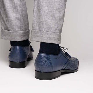 Marco Di Milano Lucca Men's Shoes Navy Exotic Stingray / Ostrich Derby's (MDM1105)-AmbrogioShoes