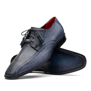 Marco Di Milano Lucca Men's Shoes Navy Exotic Stingray / Ostrich Derby's (MDM1105)-AmbrogioShoes