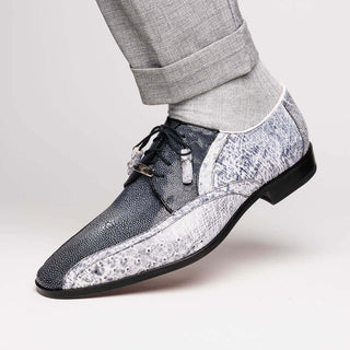 Marco Di Milano Lucca Men's Shoes Newspaper Exotic Stingray / Ostrich Derby's (MDM1105)-AmbrogioShoes