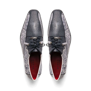 Marco Di Milano Lucca Men's Shoes Newspaper Exotic Stingray / Ostrich Derby's (MDM1105)-AmbrogioShoes