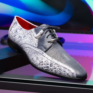 Marco Di Milano Lucca Men's Shoes Newspaper Exotic Stingray / Ostrich Derby's (MDM1105)-AmbrogioShoes
