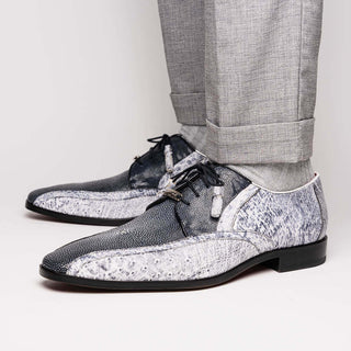 Marco Di Milano Lucca Men's Shoes Newspaper Exotic Stingray / Ostrich Derby's (MDM1105)-AmbrogioShoes