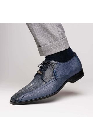 Marco Di Milano Lucca Navy Exotic Stingray / Ostrich Derby's (MDM1105)-AmbrogioShoes