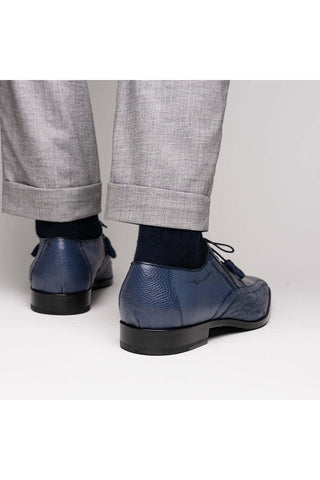 Marco Di Milano Lucca Navy Exotic Stingray / Ostrich Derby's (MDM1105)-AmbrogioShoes
