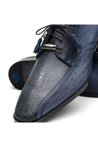 Marco Di Milano Lucca Navy Exotic Stingray / Ostrich Derby's (MDM1105)-AmbrogioShoes