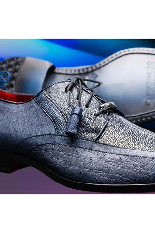 Marco Di Milano Lucca Navy Exotic Stingray / Ostrich Derby's (MDM1105)-AmbrogioShoes