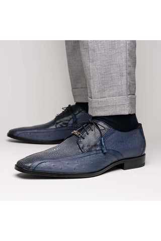 Marco Di Milano Lucca Navy Exotic Stingray / Ostrich Derby's (MDM1105)-AmbrogioShoes