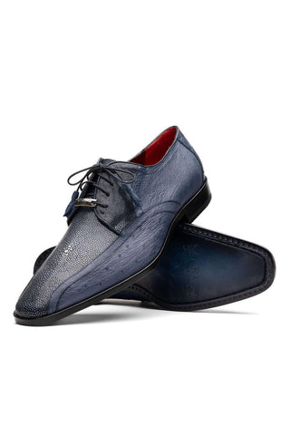 Marco Di Milano Lucca Navy Exotic Stingray / Ostrich Derby's (MDM1105)-AmbrogioShoes