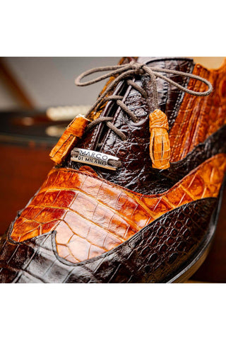 Marco Di Milano Luciano Brown & Congac Exotic Crocodile Classic Wingtip Derby (MDM1103)-AmbrogioShoes