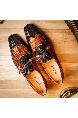Marco Di Milano Luciano Brown & Congac Exotic Crocodile Classic Wingtip Derby (MDM1103)-AmbrogioShoes