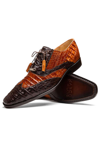 Marco Di Milano Luciano Brown & Congac Exotic Crocodile Classic Wingtip Derby (MDM1103)-AmbrogioShoes