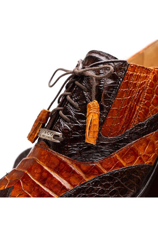 Marco Di Milano Luciano Brown & Congac Exotic Crocodile Classic Wingtip Derby (MDM1103)-AmbrogioShoes