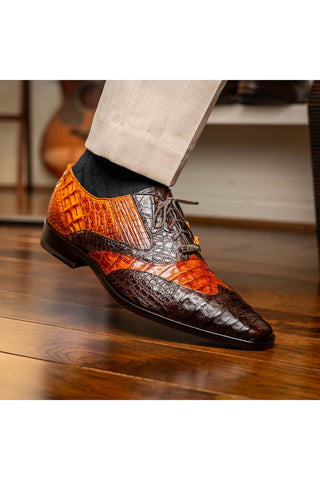 Marco Di Milano Luciano Brown & Congac Exotic Crocodile Classic Wingtip Derby (MDM1103)-AmbrogioShoes