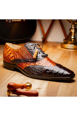 Marco Di Milano Luciano Brown & Congac Exotic Crocodile Classic Wingtip Derby (MDM1103)-AmbrogioShoes