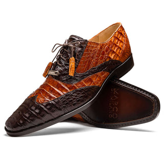 Marco Di Milano Luciano Men's Shoes Brown & Congac Exotic Crocodile Classic Wingtip Derby (MDM1103)-AmbrogioShoes