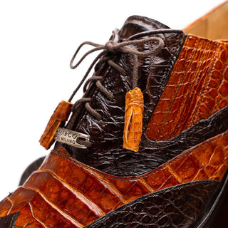 Marco Di Milano Luciano Men's Shoes Brown & Congac Exotic Crocodile Classic Wingtip Derby (MDM1103)-AmbrogioShoes