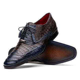 Marco Di Milano Luciano Men's Shoes Navy & Brown Exotic Crocodile Classic Wingtip Derby (MDM1103)-AmbrogioShoes
