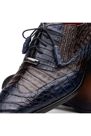 Marco Di Milano Luciano Navy & Brown Exotic Crocodile Classic Wingtip Derby (MDM1103)-AmbrogioShoes