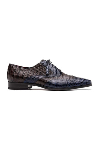 Marco Di Milano Luciano Navy & Brown Exotic Crocodile Classic Wingtip Derby (MDM1103)-AmbrogioShoes