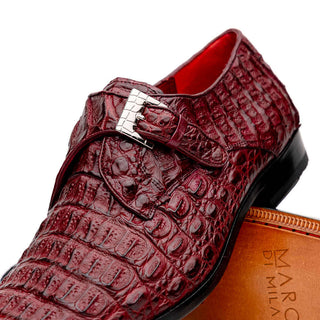 Marco Di Milano Luigi Wine Exotic Crocodile Skin Single Monk-Strap (MDM1000)-AmbrogioShoes