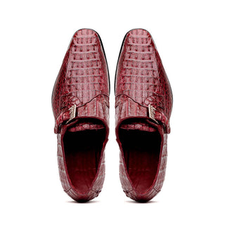 Marco Di Milano Luigi Wine Exotic Crocodile Skin Single Monk-Strap (MDM1000)-AmbrogioShoes