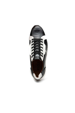 Marco Di Milano Lyon Black & White Calf-Skin / Ostrich Casual Sneakers (MDM1072)-AmbrogioShoes