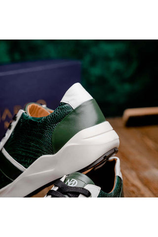 Marco Di Milano Lyon Green & White Calf-Skin / Ostrich Casual Sneakers (MDM1072)-AmbrogioShoes