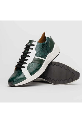 Marco Di Milano Lyon Green & White Calf-Skin / Ostrich Casual Sneakers (MDM1072)-AmbrogioShoes