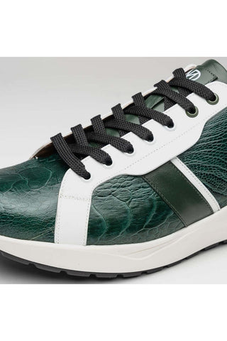 Marco Di Milano Lyon Green & White Calf-Skin / Ostrich Casual Sneakers (MDM1072)-AmbrogioShoes