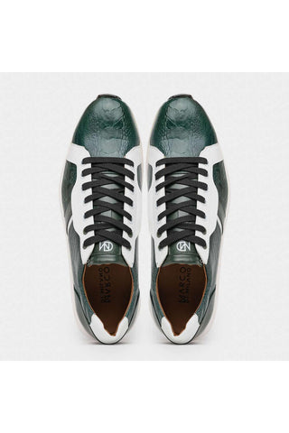 Marco Di Milano Lyon Green & White Calf-Skin / Ostrich Casual Sneakers (MDM1072)-AmbrogioShoes