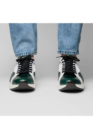 Marco Di Milano Lyon Green & White Calf-Skin / Ostrich Casual Sneakers (MDM1072)-AmbrogioShoes