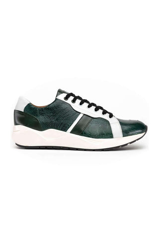 Marco Di Milano Lyon Green & White Calf-Skin / Ostrich Casual Sneakers (MDM1072)-AmbrogioShoes