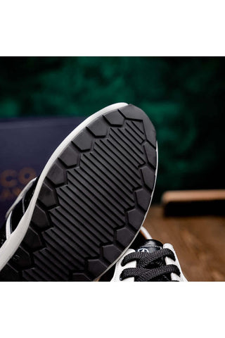 Marco Di Milano Lyon II Black & White Calf-Skin / Ostrich Leg Casual Sneakers (MDM1070)-AmbrogioShoes