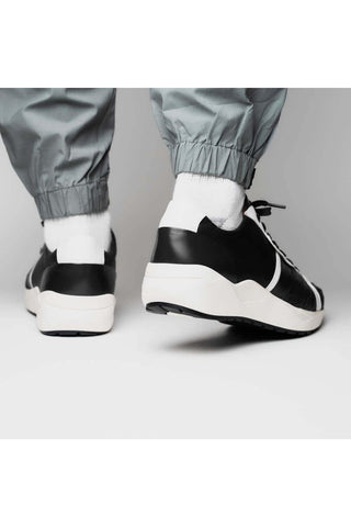 Marco Di Milano Lyon II Black & White Calf-Skin / Ostrich Leg Casual Sneakers (MDM1070)-AmbrogioShoes