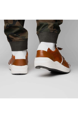 Marco Di Milano Lyon II Brandy & White Calf-Skin / Ostrich Leg Casual Sneakers (MDM1068)-AmbrogioShoes
