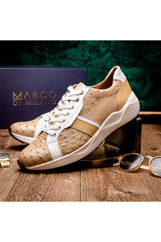Marco Di Milano Lyon II Orix & White Calf-Skin / Ostrich Leg Casual Sneakers (MDM1067)-AmbrogioShoes