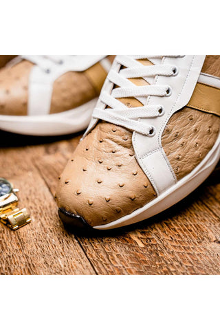 Marco Di Milano Lyon II Orix & White Calf-Skin / Ostrich Leg Casual Sneakers (MDM1067)-AmbrogioShoes