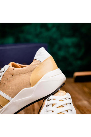 Marco Di Milano Lyon II Orix & White Calf-Skin / Ostrich Leg Casual Sneakers (MDM1067)-AmbrogioShoes