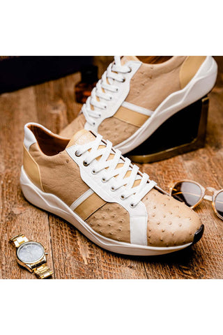Marco Di Milano Lyon II Orix & White Calf-Skin / Ostrich Leg Casual Sneakers (MDM1067)-AmbrogioShoes