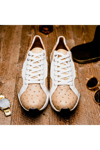 Marco Di Milano Lyon II Orix & White Calf-Skin / Ostrich Leg Casual Sneakers (MDM1067)-AmbrogioShoes