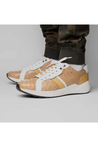 Marco Di Milano Lyon II Orix & White Calf-Skin / Ostrich Leg Casual Sneakers (MDM1067)-AmbrogioShoes